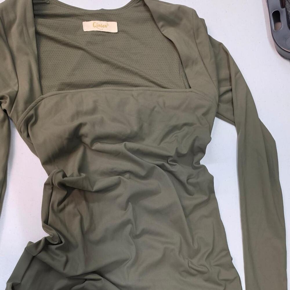 Qinsen olive green long sleeve
